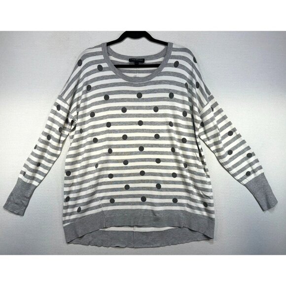 Lane Bryant Womens Striped Polka Dot Sweater 14/16 Gray & White Soft - Picture 1 of 13